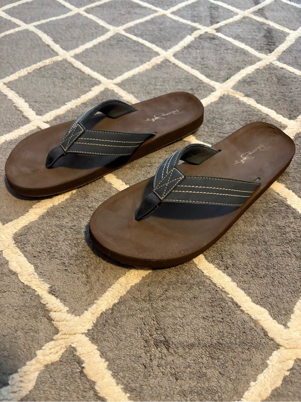 Men's Panama Jack Flip-Flops with Navy Blue Straps - Size Large (10/11)